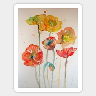 Abstract Poppy Watercolor Painting Sticker